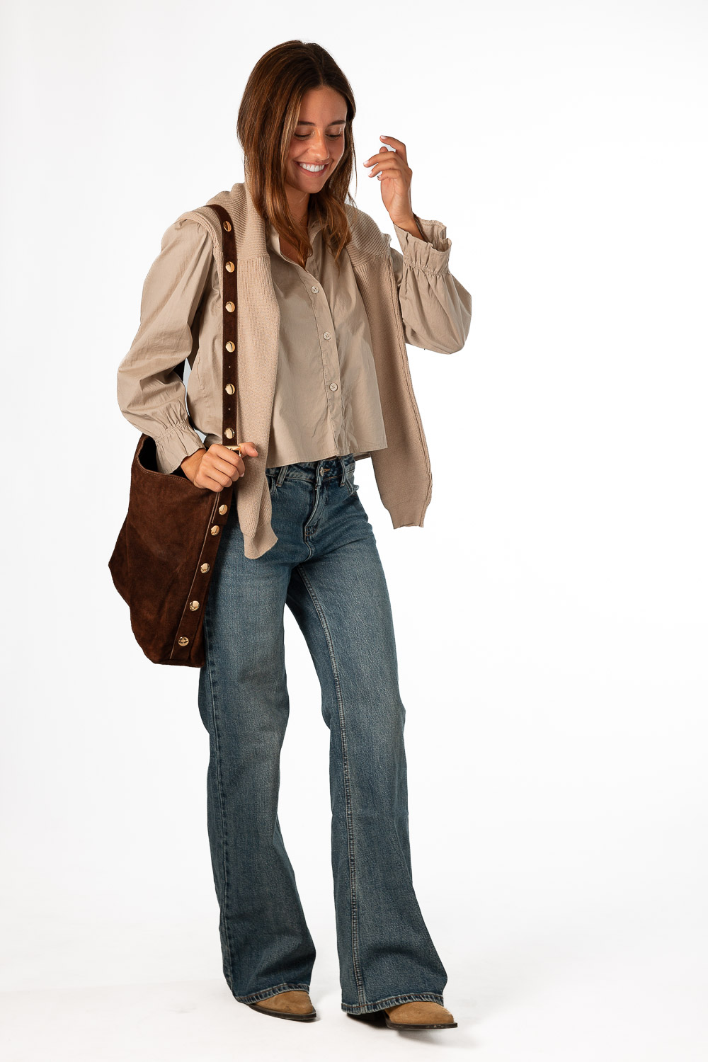 Camisa Botones Beige