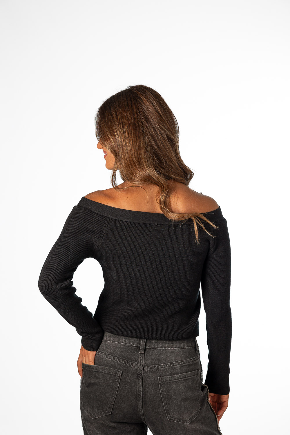 Jersey Canalé Cruzado Negro