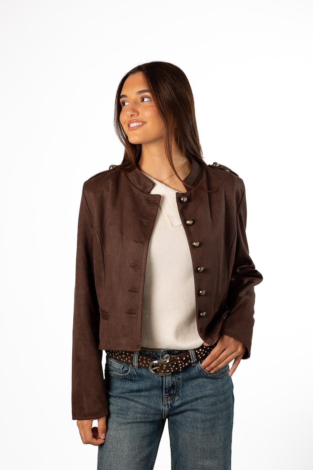 Chaqueta antelina marrón