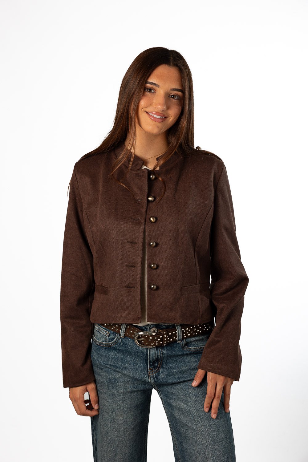 Chaqueta antelina marrón