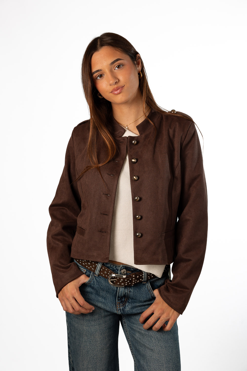 Chaqueta antelina marrón