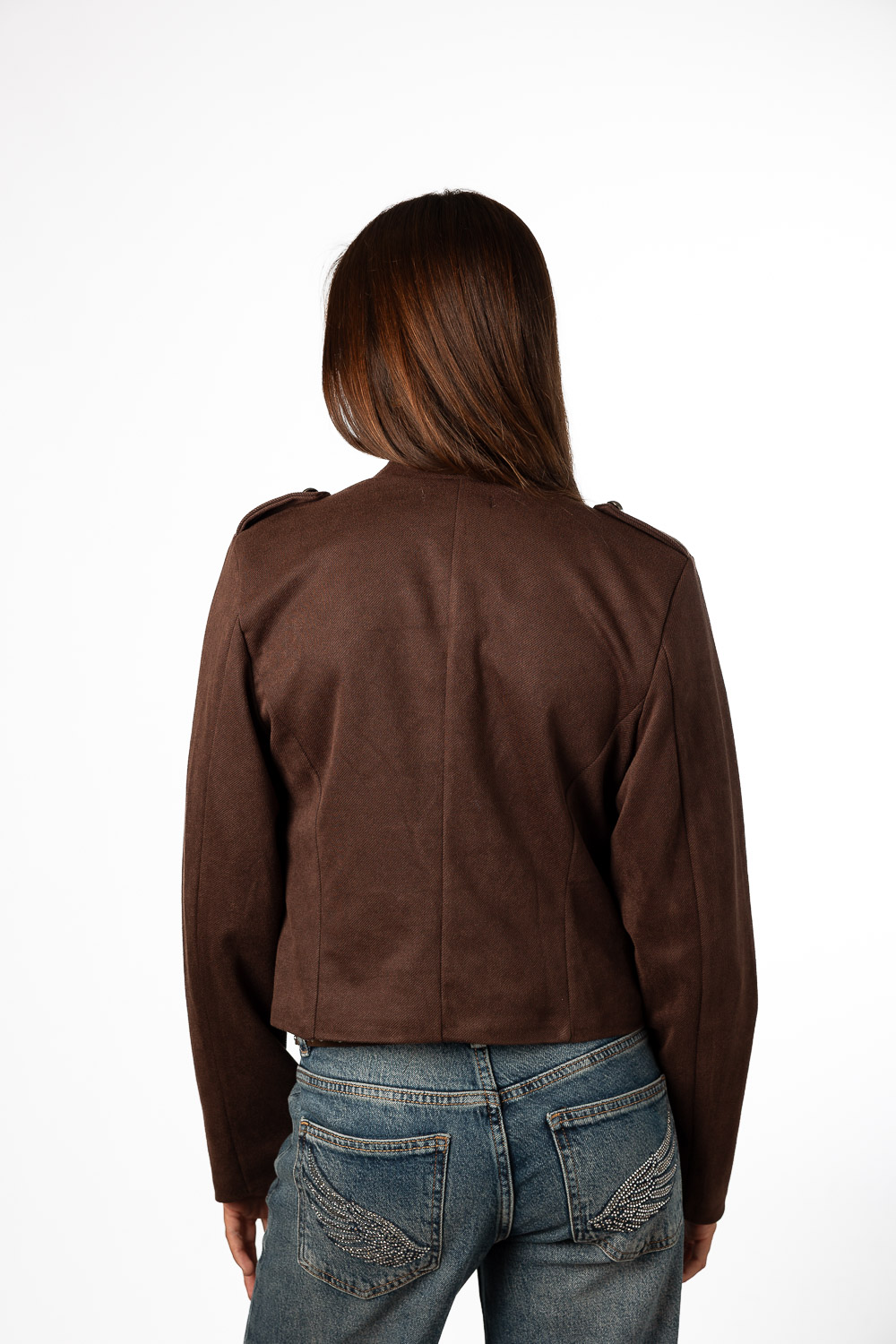Chaqueta antelina marrón