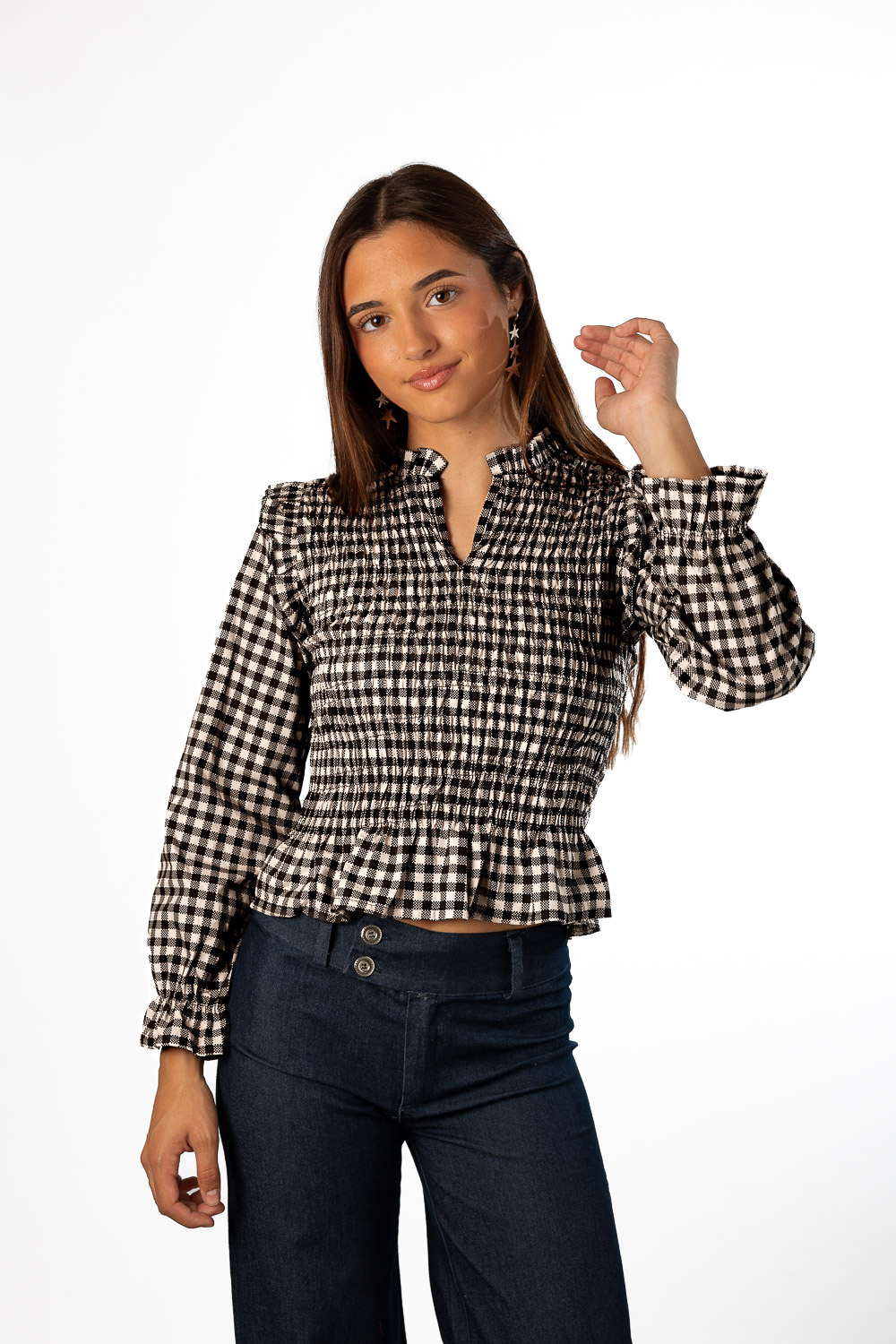 Blusa Vichy Negro